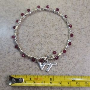 VIRGINIA TECH BRACELET SILVER / RED. ADJUSTABLE